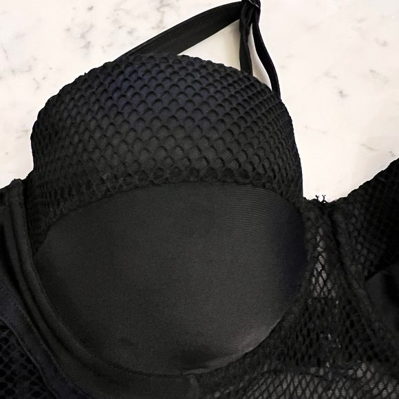 Like new WOLF & WHISTLE Black Mesh Underwire Bikini Top Size 36D UK 36C … - Picture 7 of 7